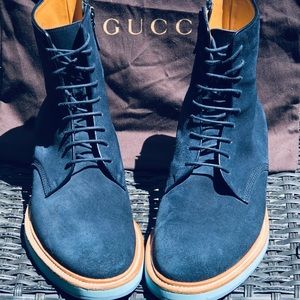 Gucci Blue Suede Leather Boots